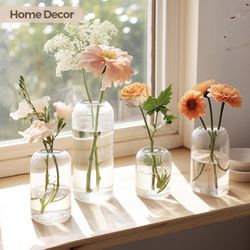 ComSaf Small Flower Vase Set of 6, Glass Bud Vases in Bulk, Clear Vases for Flower, Decor Centerpiece for Office, Decorative Vases 