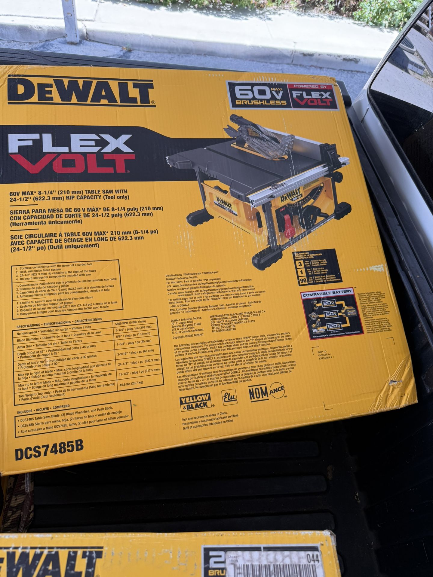 DeWALT 60v Flex Volt Brushless 8-1/4 Table Saw