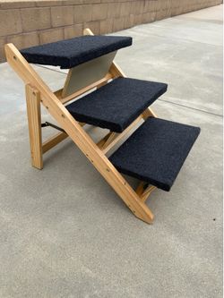 3-Step Wood Pet Stairs Carpeted
