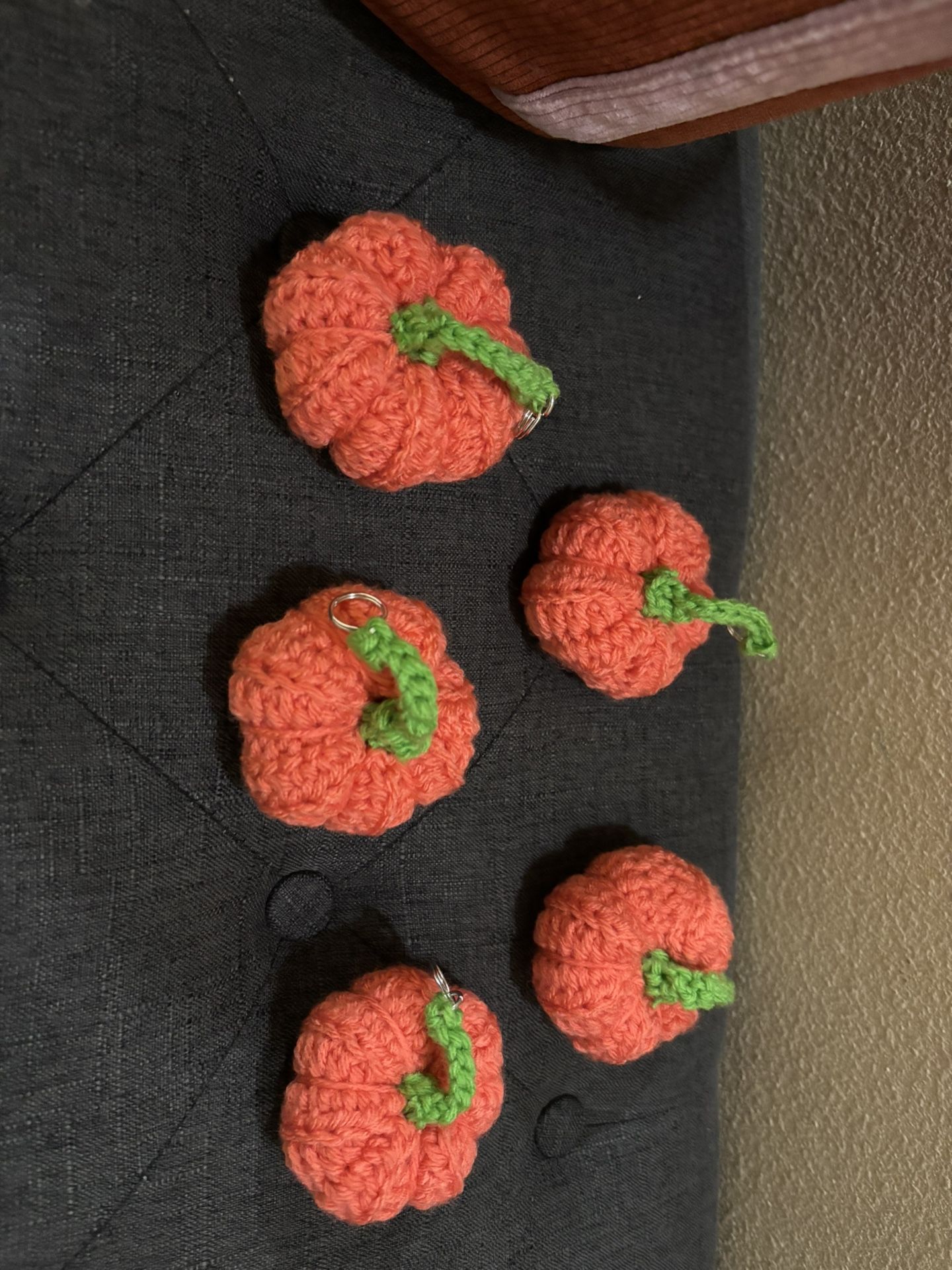 5 Available Little Pumpkin Key Chain Freehand Crochet $5 EACH