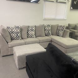 Grey Sectional With Ottoman ‼️take It Home With $39 Easy Approval ‼️
