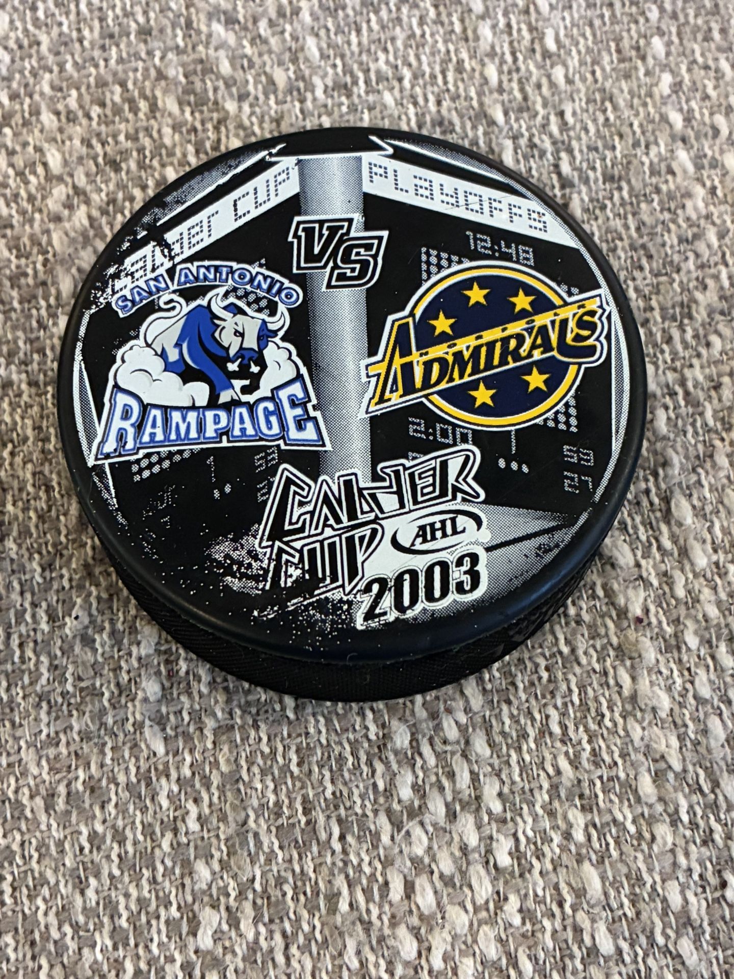 VINTAGE AHL 2003 NORFOLK ADMIRALS CALDER CUP INGLASCO OFFICIAL HOCKEY GAME PUCK