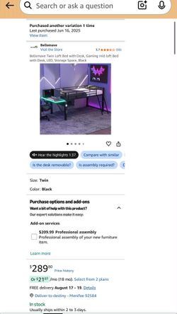 Black Metal Loft bed Full Size