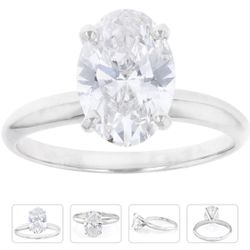 14k White Gold 2.06ct Oval White IGI Certified Lab-Grown Diamond Solitaire Ring F/VS1