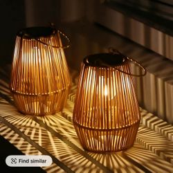 2 Pack Solar Woven Lantern Outdoor Waterproof Solar Lantern Garden Deco for Outside Hanging Solar Lamp Lights Decoration for Garden, Yard, Patio, Porc