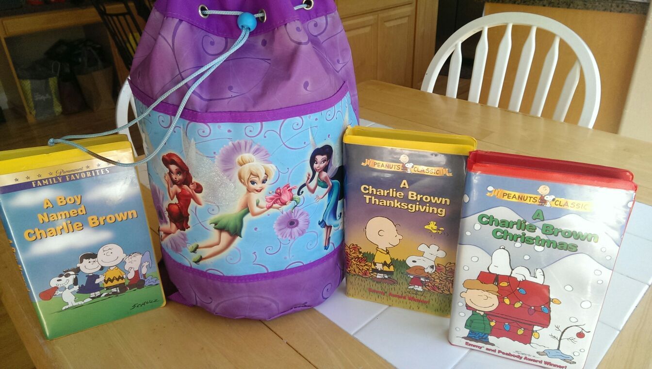 Disney Frozen Sleeping Bag & VHS Peanuts Movies