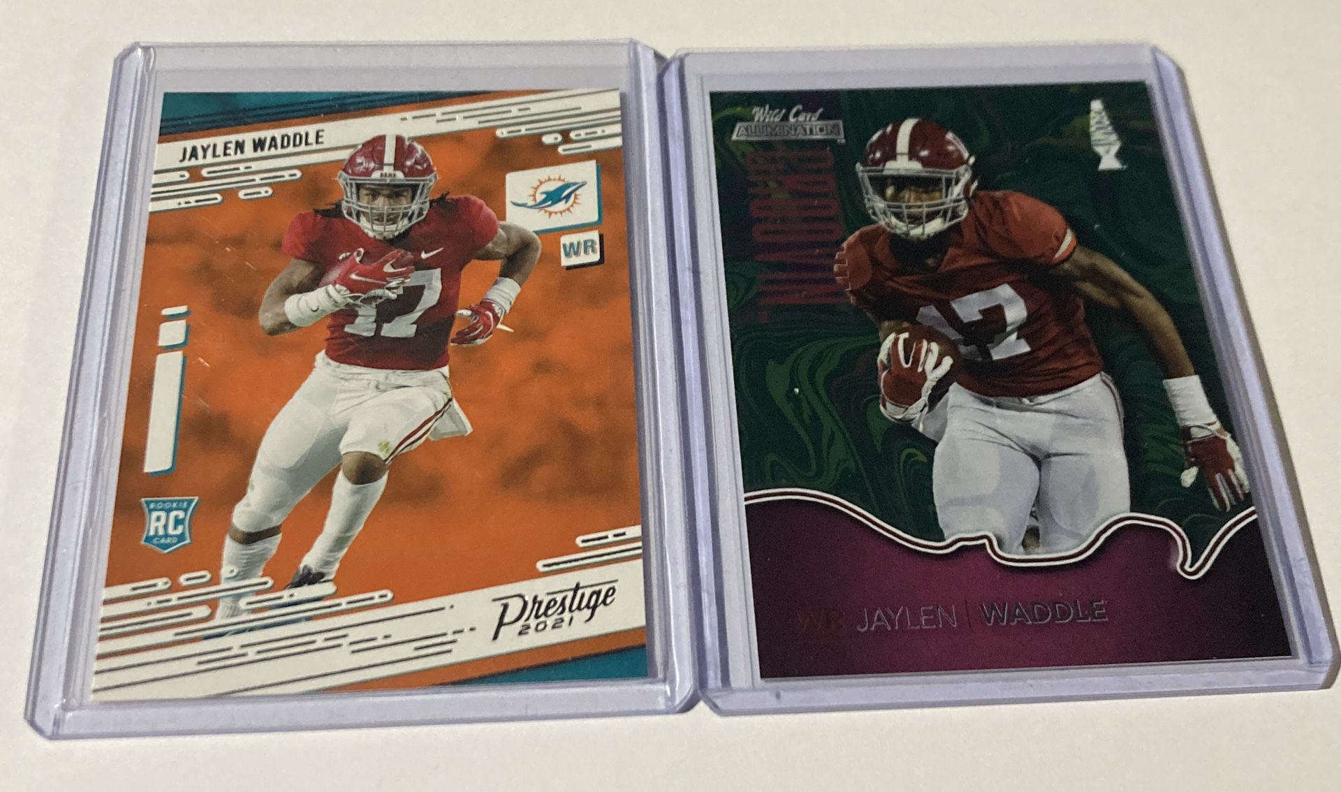 Jaylen Waddle Lot Of 2 Rookie Cards Miami Dolphins Football