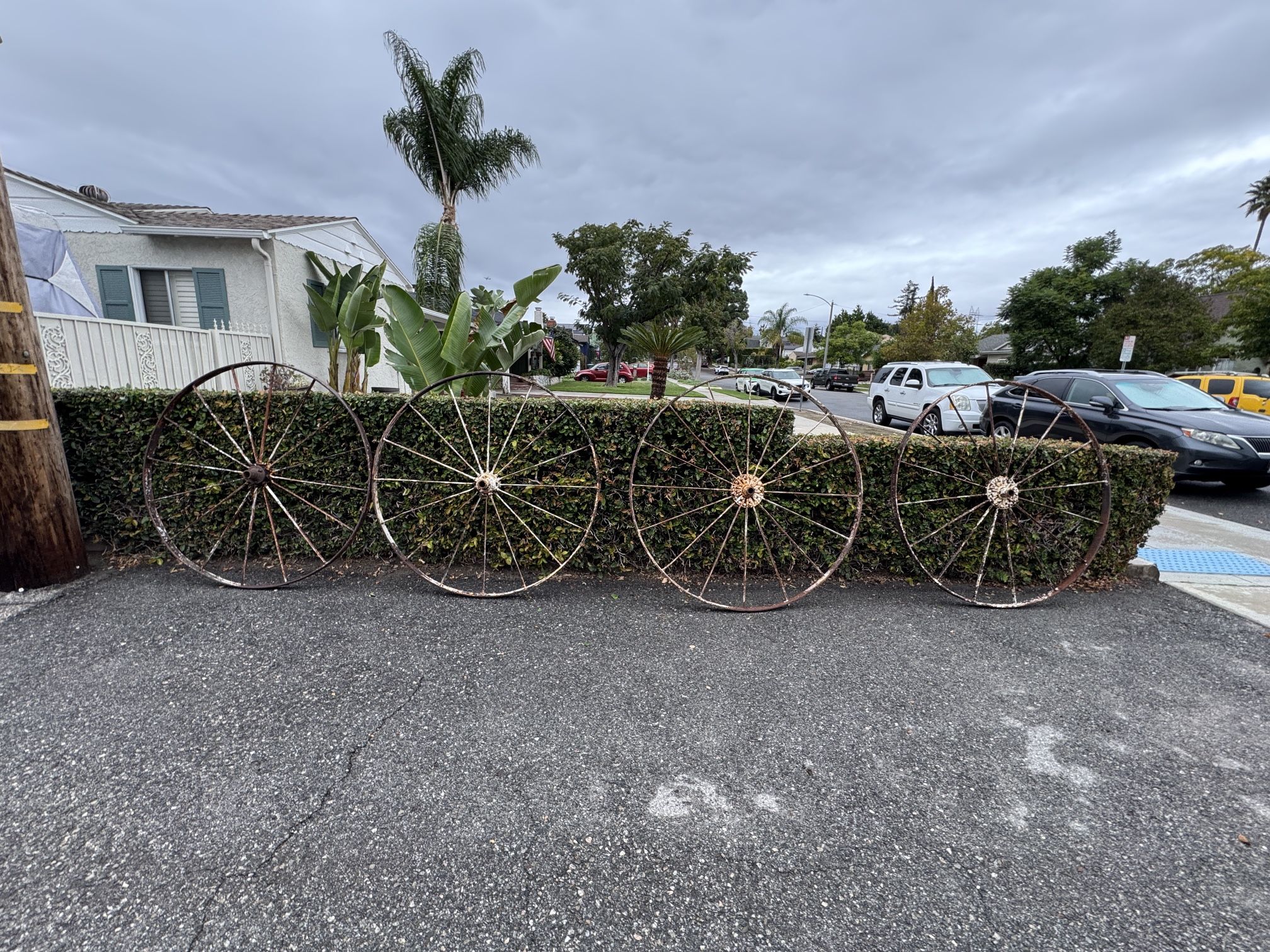Lot Of 4 Wagon Wheels Dump Rake Wheel