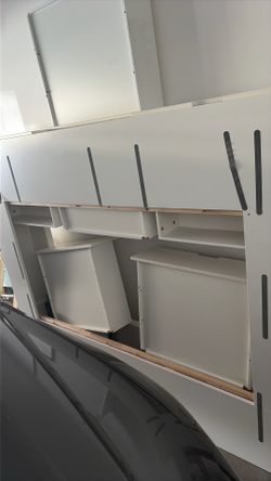 Queen size bed frame with 6 side storage attached to frame