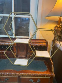 Gold Metal Hexagon Wall Shelf