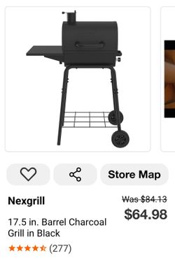 Grill Barrel Charcoal Black 17.5 in. 
