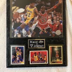 Magic Johnson vs Michael Jordan Framed Collectible Plaque