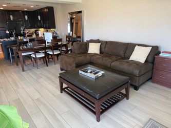 Brown Faux Suede Sofa