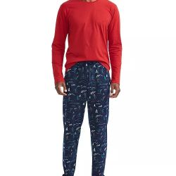 Polo Ralph Lauren 2-Pc Solid Long-Sleeve Sleep T-Shirt & Printed Pajama Pant Set