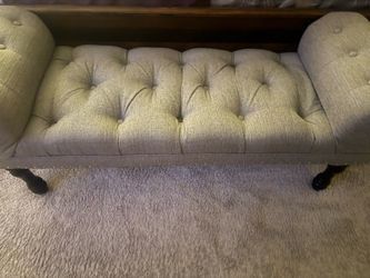 Modern Tufted Accent Bench / End-of-Bed Bench – Beige Linen