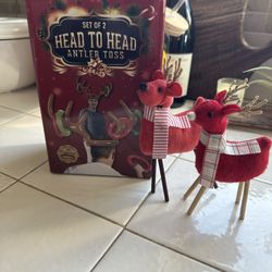 Reindeer Antlers Holiday Game And Felt Reindeer Figurines