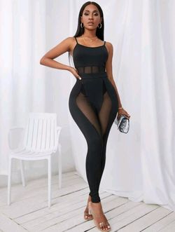 🟥Large Black Mesh Jumpsuit 