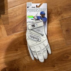FRANKLIN POWERSTRAP CHROME BATTING GLOVES ADULT LARGE WHITE 20491F1T18