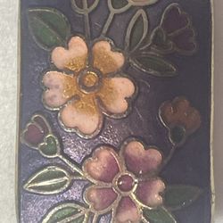 Vintage Purple Enamel Cloisonné Pendant Floral
