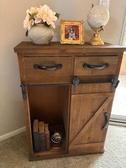 Rustic Farmhouse Wood Cabinet with Barn Door