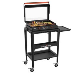 Blackstone E-Series Griddle, 22 Inch 2-Burner Electric Flat Top Grill with Hood and Prep Cart,