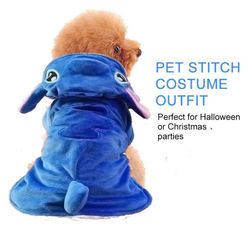 Dog Hoodie, Blue, 2XL (70+ LB), Velvet, Cartoon Costume for Small Medium Large Dogs and Cats, Halloween Christmas Winter