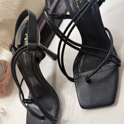 Black strap heels