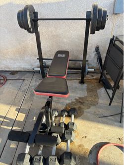 Marcy Pro Weight Bench with Barbell and Dumbbell Set