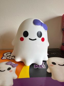 Ghost Squishy Toy with Purple Bow Fidget Squishies
