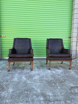 Leather Vintage Antique Mid Century Modern Chairs