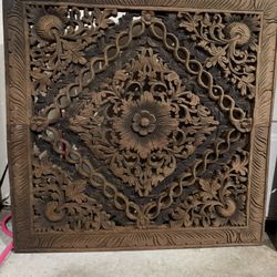 Floral Wood Carved Wall Art