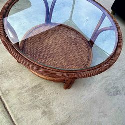 Coffee table  wood and glass 