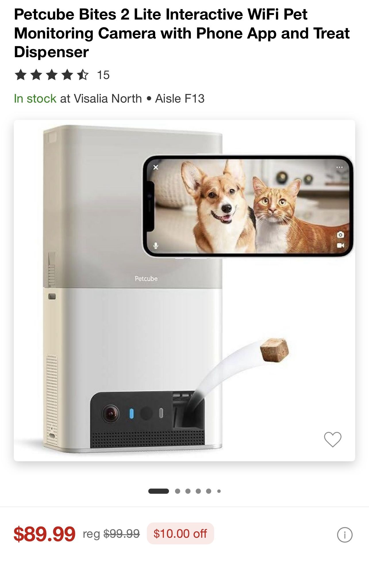 Petcube Bites 2 Lite Interactive WiFi Pet Monitoring Camera with Phone App and Treat Dispenser