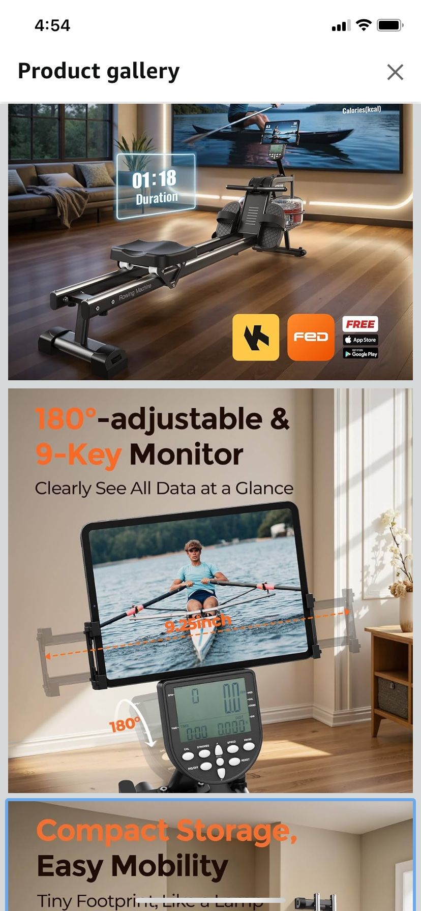 Magnetic/Water Rowing Machine for Home - Rower Machine Use with Bluetooth, App Supported, Rowing Machine for Taller Power Athletes, Comfortable Seat C