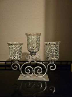 Triple Mosaic Glass Candle Holder