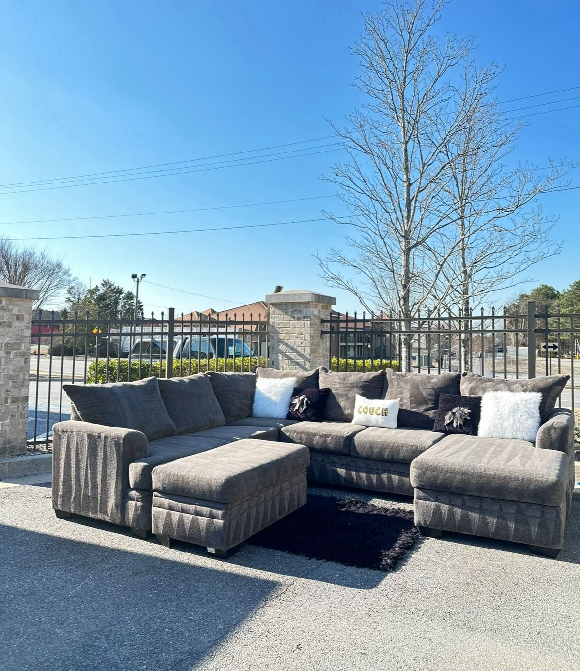 Free Delivery π Ashley Furniture Dark Grey Sectional Couch and Ottoman