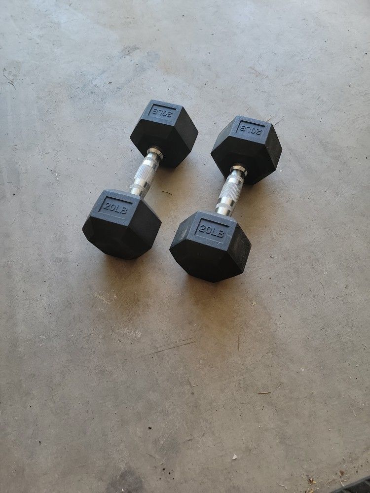 Rubber Hex Dumbbells 20 lb