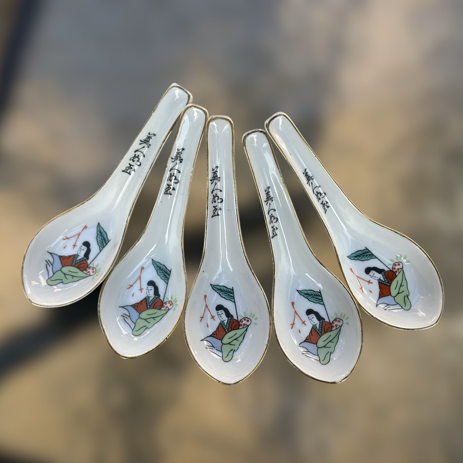 5 - Antique Chinese Export Porcelain Spoon Soup Qing Dynasty / Republic Era