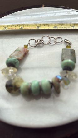 Girl's silver and natural stone bracelet.