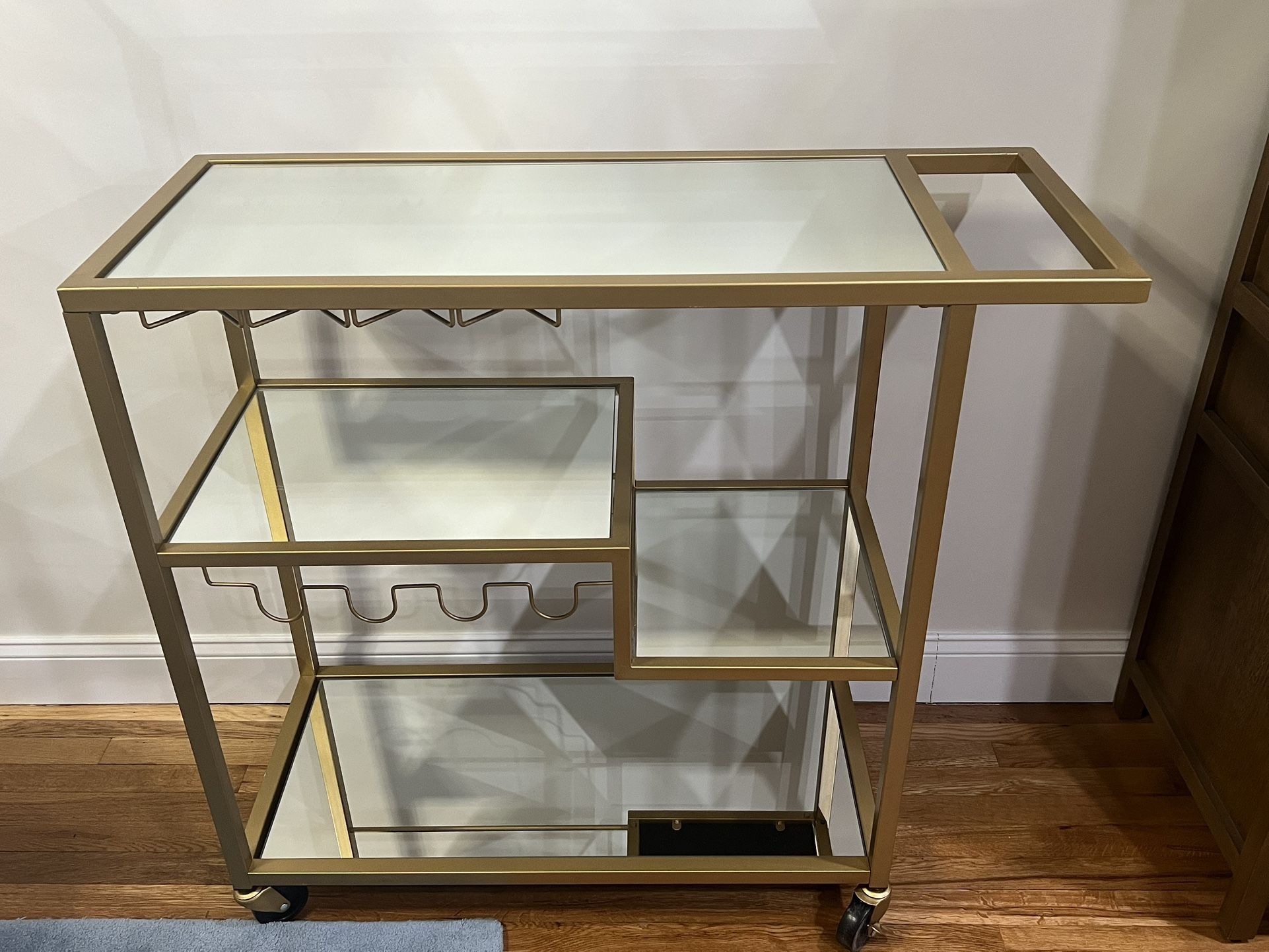 Gold Glass Top Metal Bar Cart
