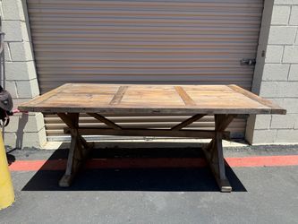 Vintage Solid Pine Wood Rustic Farmhouse Dining Table – 79”