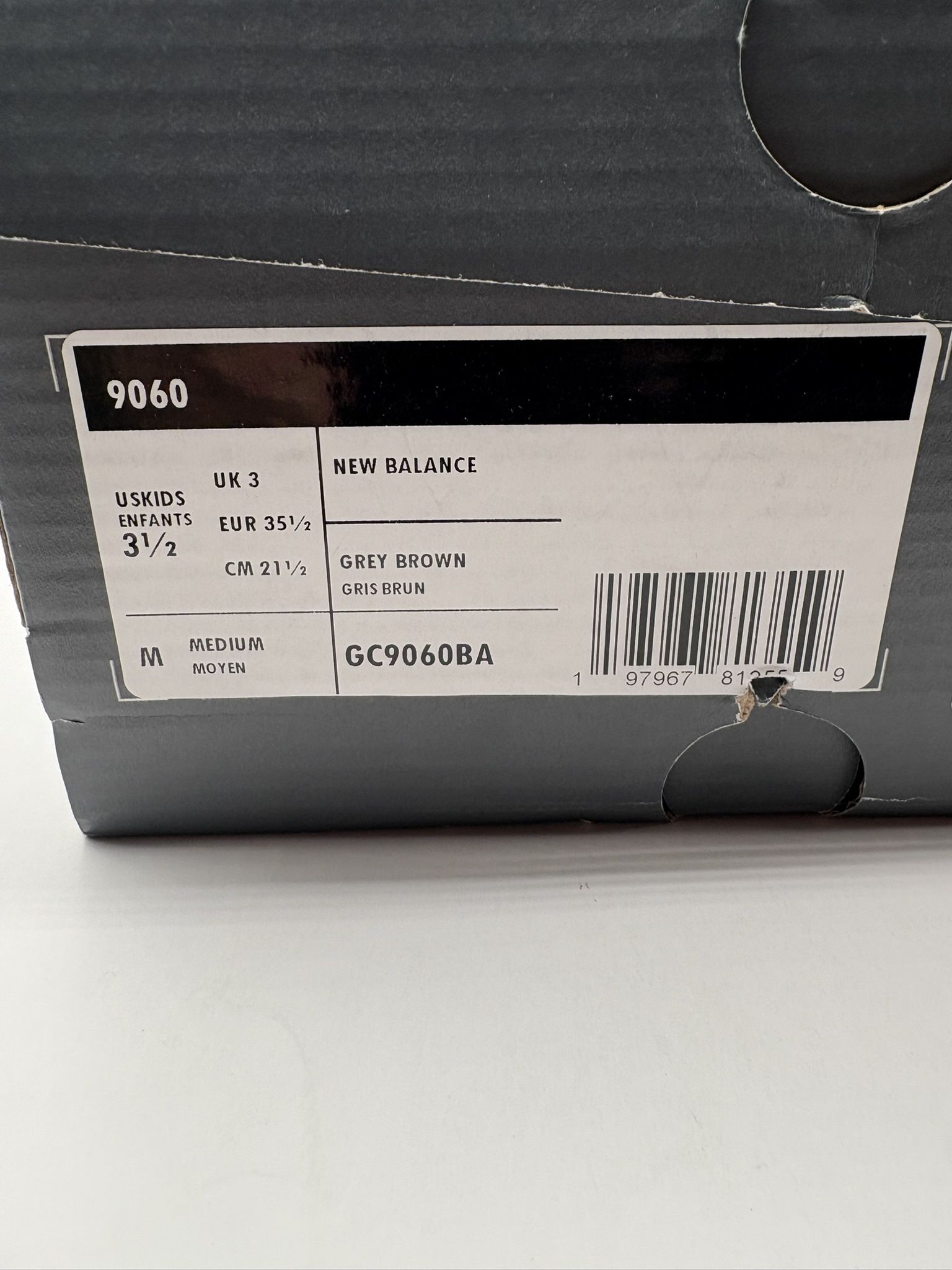 New Balance 9060 Grey Brown Sneakers Size 3.5Y / Fits Womens 5 New!