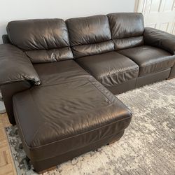 Leather Sofa-Brown- No Damage Or Tears