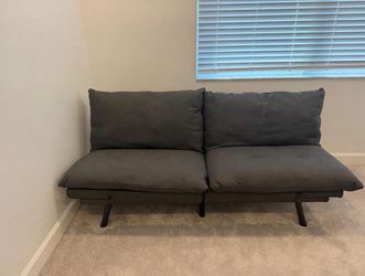Dark Gray Futon Sofa with Metal Legs