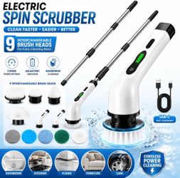 Electric Spin Scrubber – Cordless Bathroom & Kitchen Cleaning Brush | 9 Brush Heads