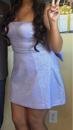 Lavender Strapless Dress with Bow