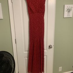Long Formal Red Sequenced Dress With Slit Size Small