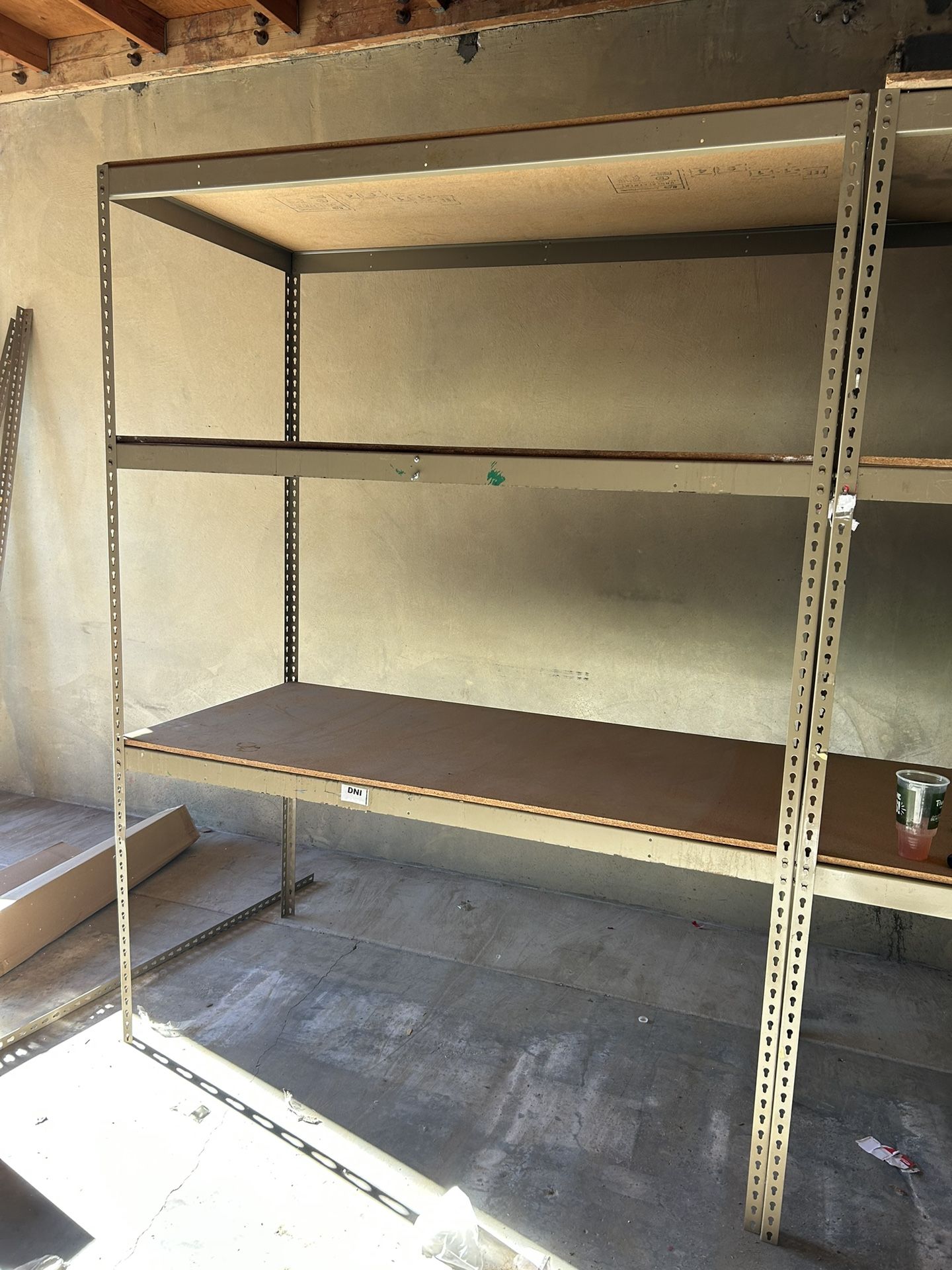 Steel Industrial Metal Or Garage Shelving 96 Inch Tall X 24 Inch Deep 96 Inch Wide As Shown Must Sell 125.00