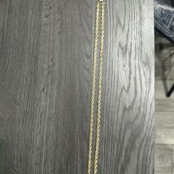 22 Inch 14k Gold Diamond Cut Rope Chain