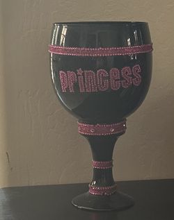 Decorative Glass Black And Fuchsia With Rhinestone